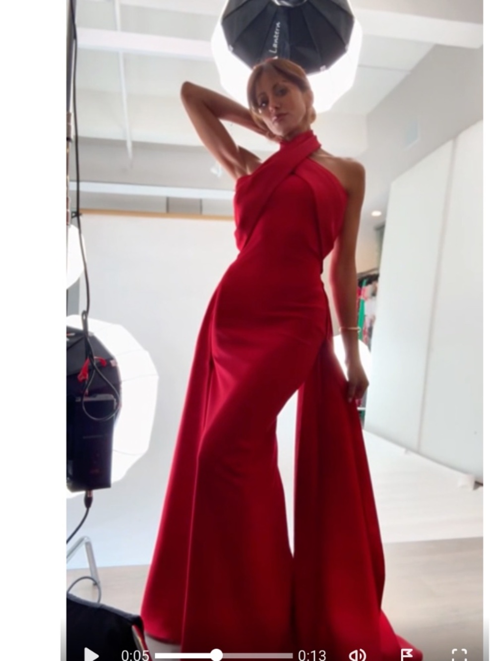 NEW BETSY & ADAM Red TWIST Halter Neck MIKADO Scuba Crepe DRAPED Sides GOWN 6 - Picture 4 of 16